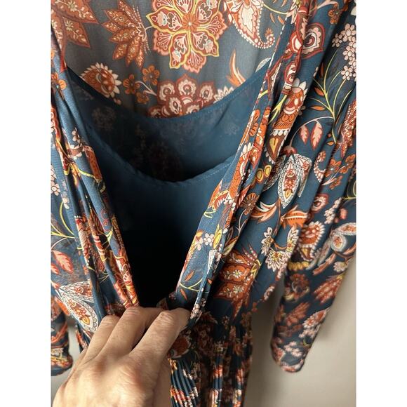 Maeve Anthropologie‎ Apulia Pleated Paisley Chiffon Midi Dress EUC - Picture 5 of 6